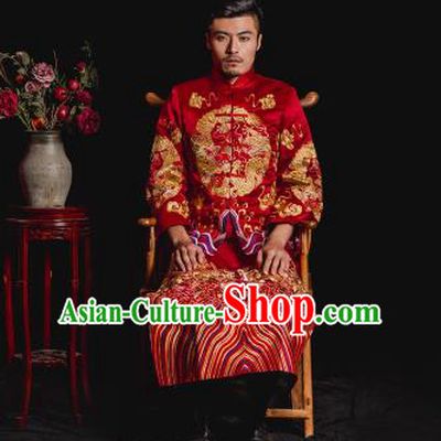 Chinese Traditional Embroidery Wedding Costume China Ancient Bridegroom Tang Suit Embroidered Gown for Men
