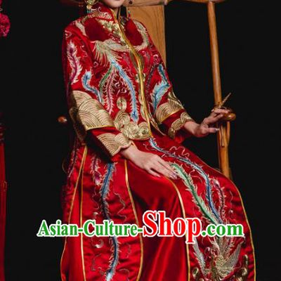 Chinese Traditional Toast Clothing Xiuhe Suits Ancient Bride Embroidered Bottom Drawer Wedding Costumes for Women