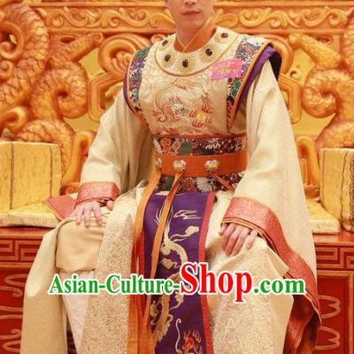Chinese Ancient Tang Dynasty Imperial Emperor Lung-Chi Lee Dragon Robe Embroidered Costumes for Men