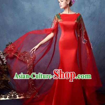 Top Grade Advanced Customization Embroidered Mermaid Dress Wedding Dress Compere Bridal Full Dress for Women