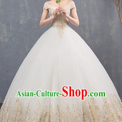 Top Grade Wedding Costume Compere Evening Dress Advanced Customization Embroidered Bubble Dress Bridal Full Dress for Women