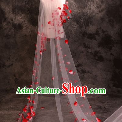1.75 Meters Long Romantic Flower Petal Wedding Veil
