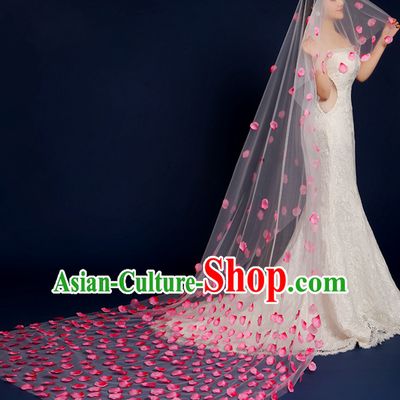 1.75 Meters Long Handmade Romantic Flower Petal Wedding Veil