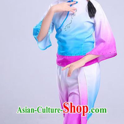 Chinese Traditional Folk Dance Fan Dance Costumes Children Classical Dance Yangko Clothing for Kids