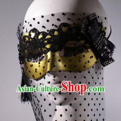 Halloween Fancy Ball Props Exaggerated Face Mask Stage Performance Accessories Golden Masks