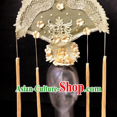 Top Grade Catwalks Golden Fan-Shape Hair Accessories Exaggerated Chinese Traditional Headdress Modern Fancywork Headwear