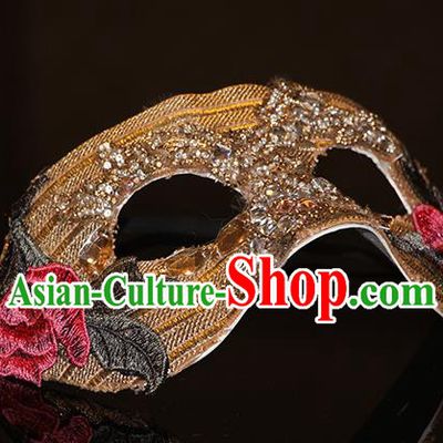 Halloween Catwalks Venice Face Mask Fancy Ball Embroidered Golden Masks Christmas Exaggerated Feather Masks