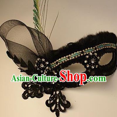 Halloween Exaggerated Black Lace Face Mask Venice Fancy Ball Props Catwalks Accessories Christmas Mysterious Masks