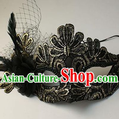 Halloween Exaggerated Golden Lace Feather Face Mask Venice Fancy Ball Props Catwalks Accessories Christmas Mysterious Masks