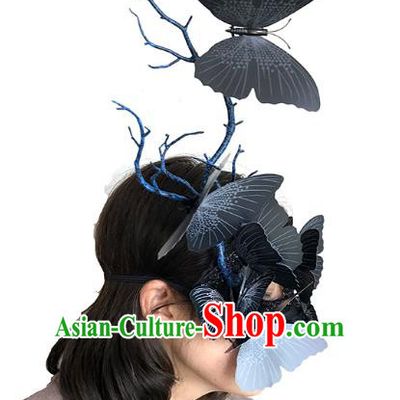 Halloween Venice Exaggerated Black Butterfly Face Mask Fancy Ball Props Catwalks Accessories Christmas Masks