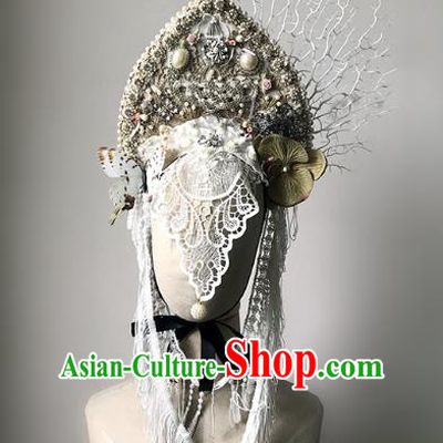 Top Grade Catwalks Hair Accessories Queen Royal Crown Exaggerated Halloween Modern Fancywork Headwear