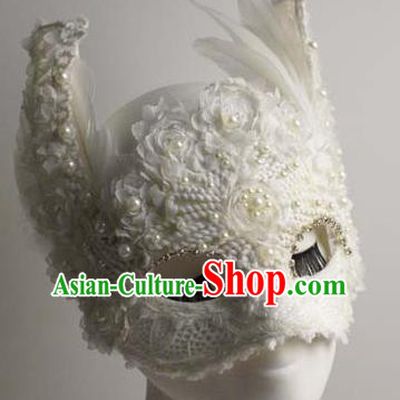 Halloween Exaggerated White Fox Face Mask Venice Fancy Ball Props Catwalks Accessories Christmas Masks
