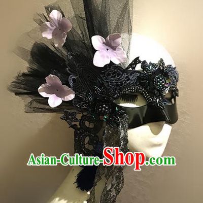 Halloween Venice Exaggerated Black Lace Face Mask Fancy Ball Props Catwalks Accessories Christmas Masks