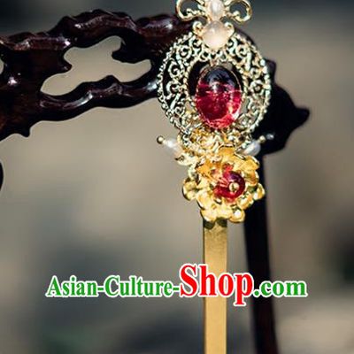 China Ancient Hair Accessories Hanfu Golden Hair Clip Chinese Classical Hairpins for Women