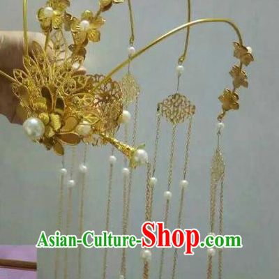 China Ancient Hair Accessories Hanfu Princess Phoenix Coronet Chinese Classical Tassel Hairpins for Women