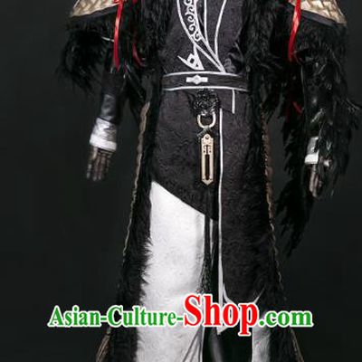 China Traditional Cosplay Prince Swordsman Black Costumes Chinese Ancient Kawaler Knight-errant Clothing for Men