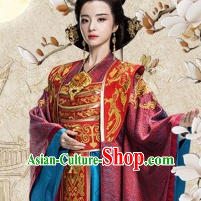 Chinese Ancient Queen Mother Hanfu Dress Northern Zhou Dynasty Empress Dowager Historical Costume and Headpiece Complete Set