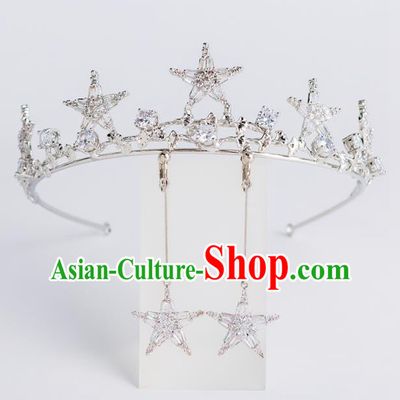Baroque Bride Hair Accessories Classical Zircon Stars Royal Crown Princess Imperial Crown Headwear for Women