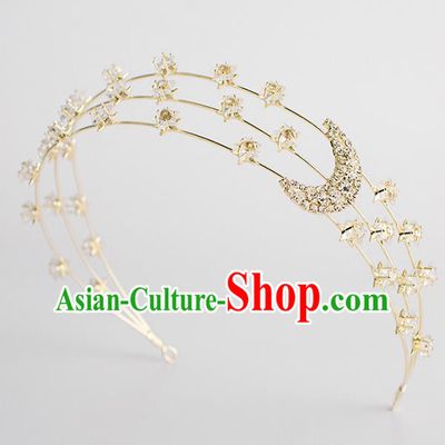 Classical Bride Hair Accessories Wedding Crystal Moon Hair Clasp Headband Headwear for Women