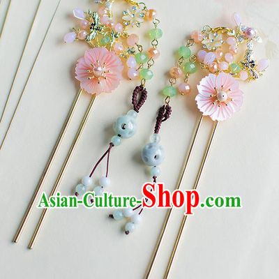 Chinese Traditional Palace Hair Accessories Shell Flower Hair Clips Ancient Xiuhe Suit Hairpins for Women