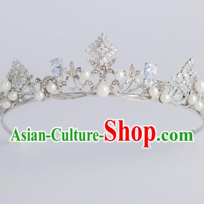 Baroque Bride Hair Accessories Classical Royal Crown Zircon Imperial Crown Headwear for Women
