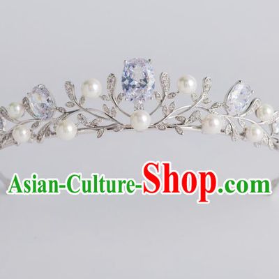 Baroque Bride Hair Accessories Classical Royal Crown Princess Zircon Pearls Imperial Crown Headwear for Women