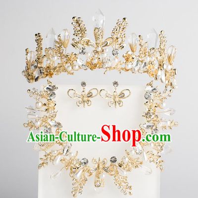 Baroque Bride Hair Accessories Classical Wedding Princess Crystal Imperial Crown Headwear for Women
