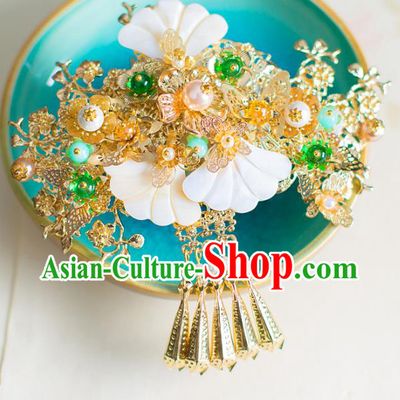 Chinese Traditional Palace Hair Accessories Wedding Shell Hair Stick Ancient Xiuhe Suit Hairpins for Women