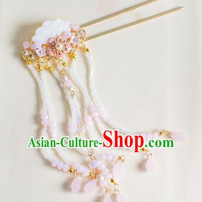 Chinese Traditional Palace Hair Accessories Shell Tassel Step Shake Ancient Xiuhe Suit Hairpins for Women