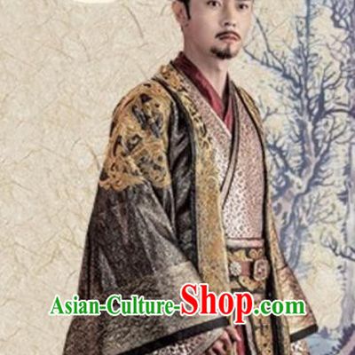 Chinese Ancient Emperor Yang of Sui Dynasty Yang Jian Historical Costume Embroidered Imperial Robe for Men