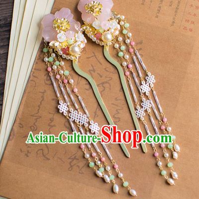 Chinese Traditional Palace Hair Accessories Pearls Hair Clips Ancient Xiuhe Suit Tassel Hairpins for Women
