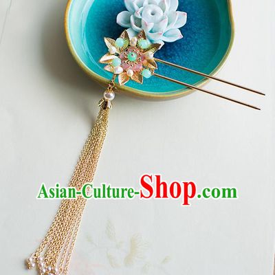 Chinese Traditional Palace Hair Accessories Xiuhe Suit Hair Clip Step Shake Ancient Tassel Hairpins for Women