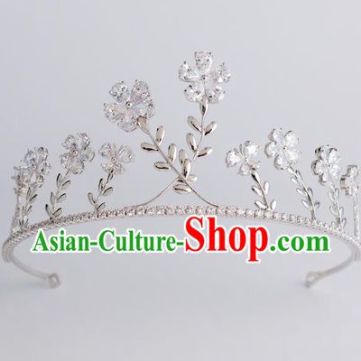 Baroque Princess Royal Crown Bride Classical Hair Accessories Wedding Zircon Flowers Imperial Crown for Women