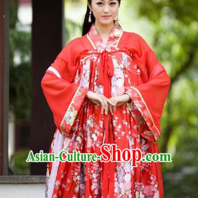 Chinese Traditional Princess Red Hanfu Dress Ancient Tang Dynasty Palace Lady Costume for Women