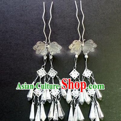 Chinese Traditional Palace Hair Accessories Ancient Tassel Hairpins Butterfly Hair Clips for Women