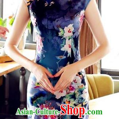Top Grade Chinese Printing Qipao Dress National Costume Traditional Mandarin Cheongsam for Women