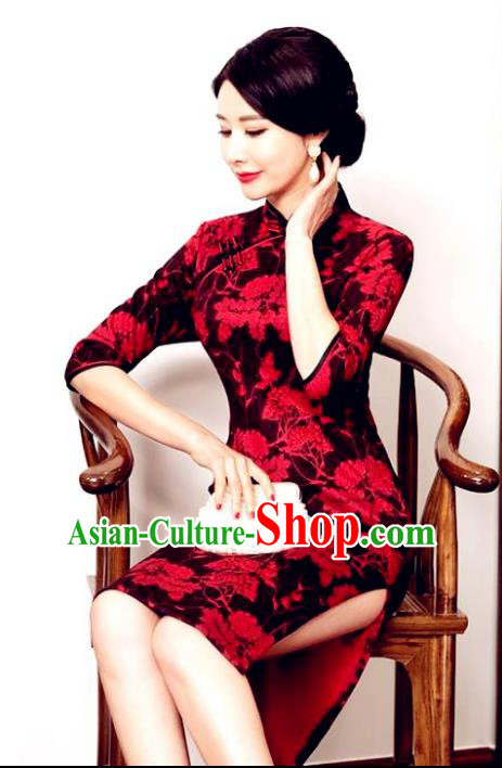 Traditional Ancient Chinese Young Women Cheongsam Dress Republic of China Tangsuit Stand Collar Blouse Dress Tang Suit Clothing Traditional Ancient Chinese Young Women Cheongsam Dress Republic of China Tangsuit Stand Collar Blouse Dress Tang Suit Clothing