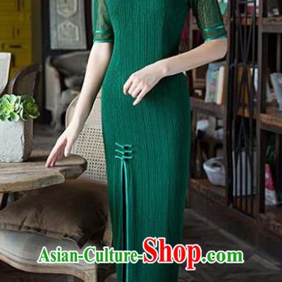 Chinese National Costume Tang Suit Retro Green Qipao Dress Traditional Republic of China Cheongsam for Women