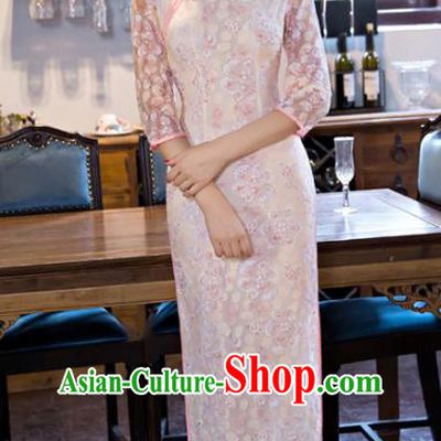 Chinese Top Grade Elegant Embroidered Qipao Dress Traditional Republic of China Tang Suit Cheongsam for Women
