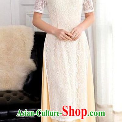 Chinese Top Grade Elegant Lace Cheongsam Traditional Republic of China Tang Suit Qipao Dress for Women
