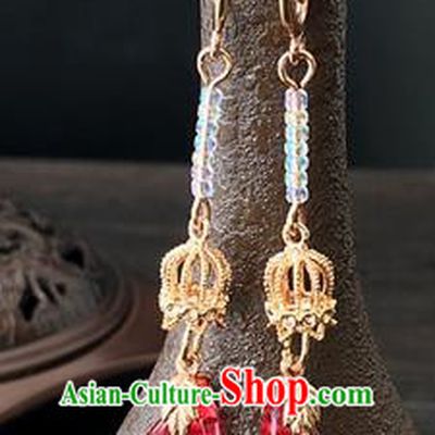 Traditional Handmade Chinese Ancient Classical Accessories Long Tassel Earrings for Women