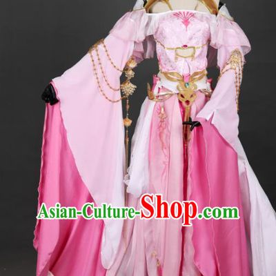 Chinese Ancient Princess Costume Cosplay Fairy Pink Dress Hanfu Clothing for Women