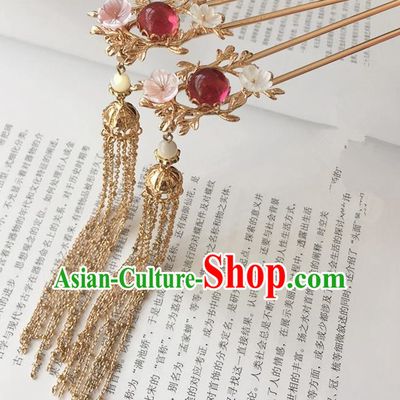 Traditional Handmade Chinese Ancient Classical Hair Accessories Step Shake Hair Sticks Tassel Hairpins for Women