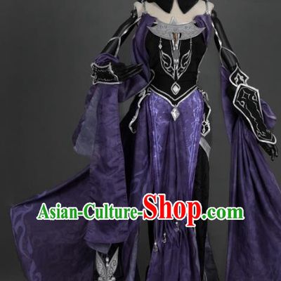 Chinese Ancient Tang Dynasty Young Lady Costume Cosplay Female Knight-errant Purple Dress Hanfu Clothing for Women