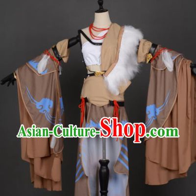 Chinese Ancient Beggars Sect Female Knight-errant Heroine Costume Cosplay Swordswoman Dress Hanfu Clothing for Women