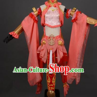 Chinese Ancient Female Knight-errant Orange Costume Cosplay Swordswoman Dress Hanfu Clothing for Women
