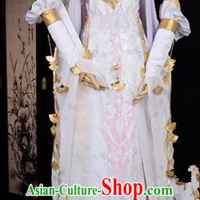 Chinese Ancient Young Lady Swordswoman Costume Cosplay Princess White Dress Hanfu Clothing for Women