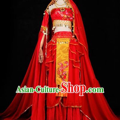 Chinese Ancient Young Lady Swordswoman Wedding Costume Cosplay Princess Red Dress Hanfu Clothing for Women