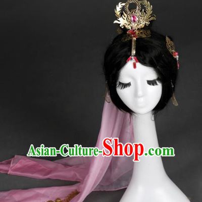 Traditional Handmade Chinese Hair Accessories Ancient Swordswoman Hairpins Veil Headwear for Women