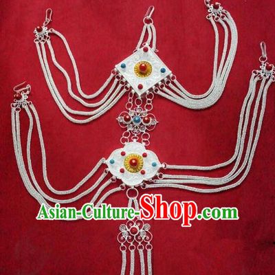 Chinese Traditional Zang Nationality Waist Accessories, China Tibetan Ethnic Cupronickel Waist Chain for Women